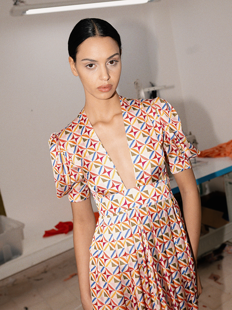 Alexia’s Dress Geometric Colours Cotton