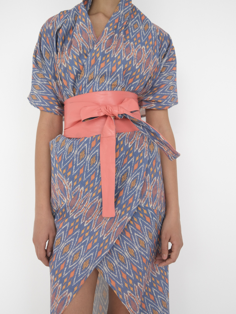 Nadia’s kimono cotton blue & orange print