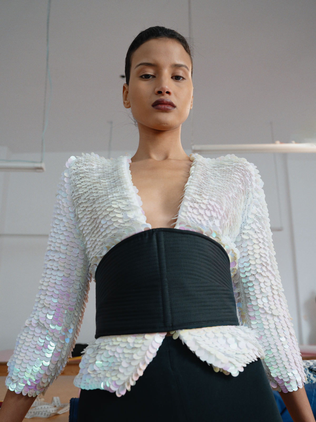 Zoe’s Wool & Sequins Hand Knitted Jacket White