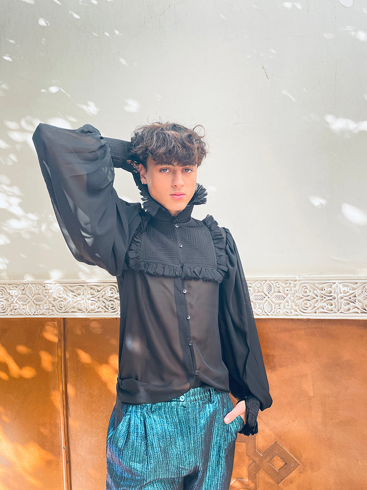 Matteo Mousseline Shirt High Collar