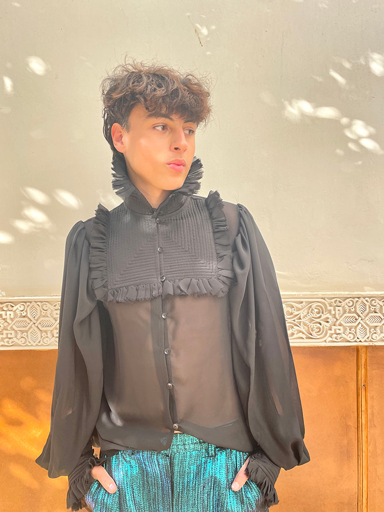 Matteo Mousseline Shirt High Collar