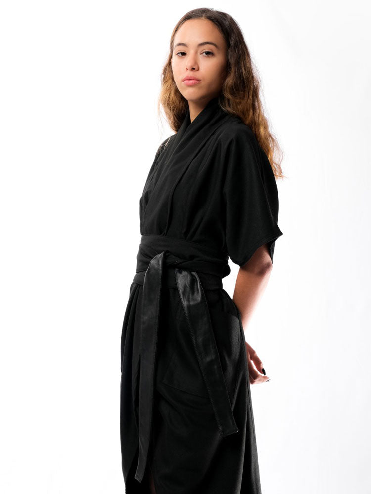 Nadia’s Dress Kimono Linen - Black