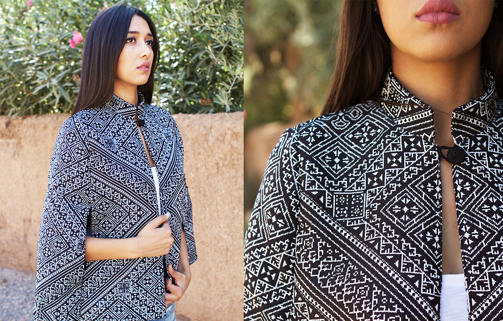 Amira Cape or the hand woven Fes Fabric