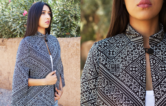 Amira Cape or the hand woven Fes Fabric