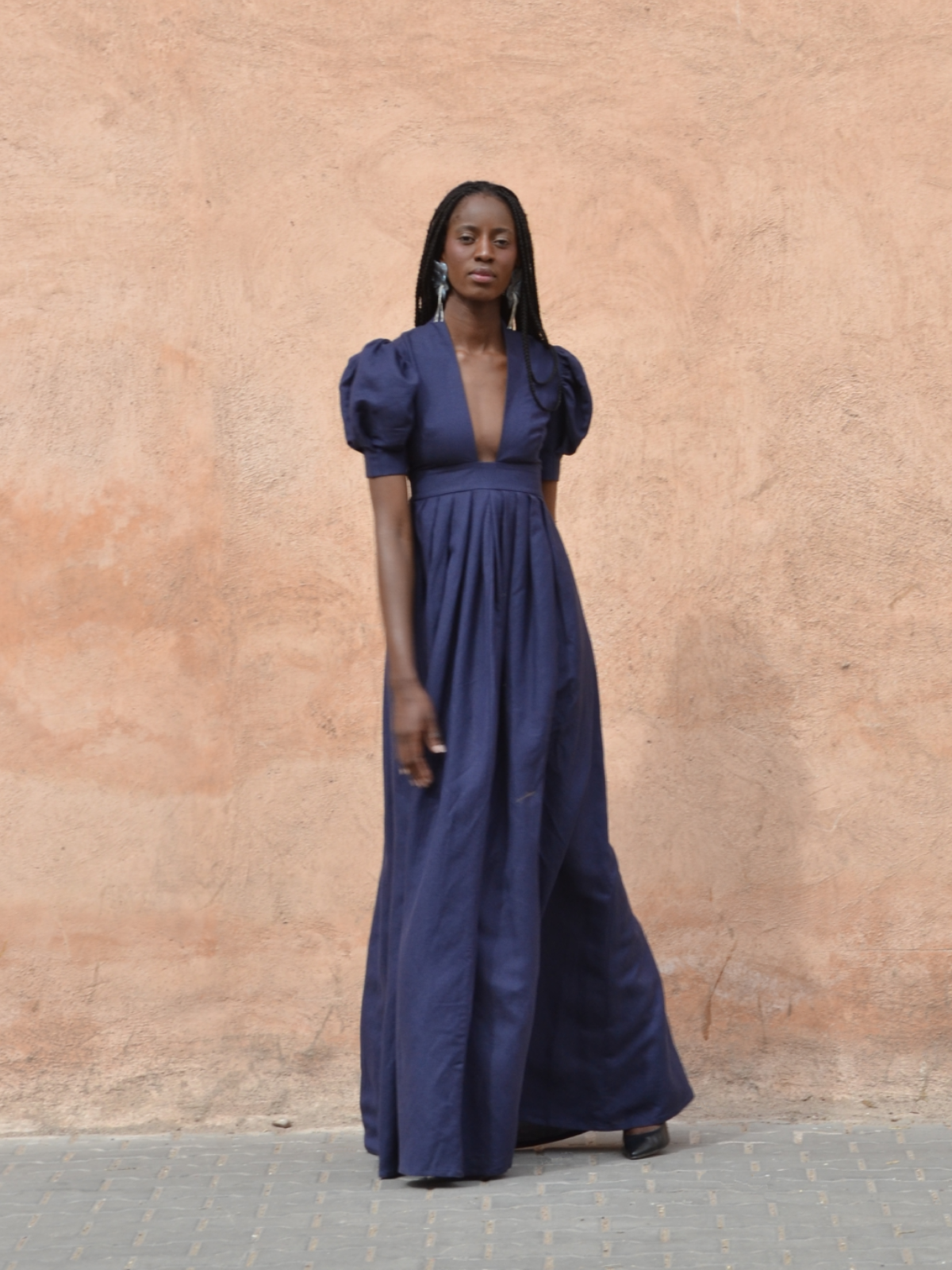 Alexia Navy Blue Linen Dress