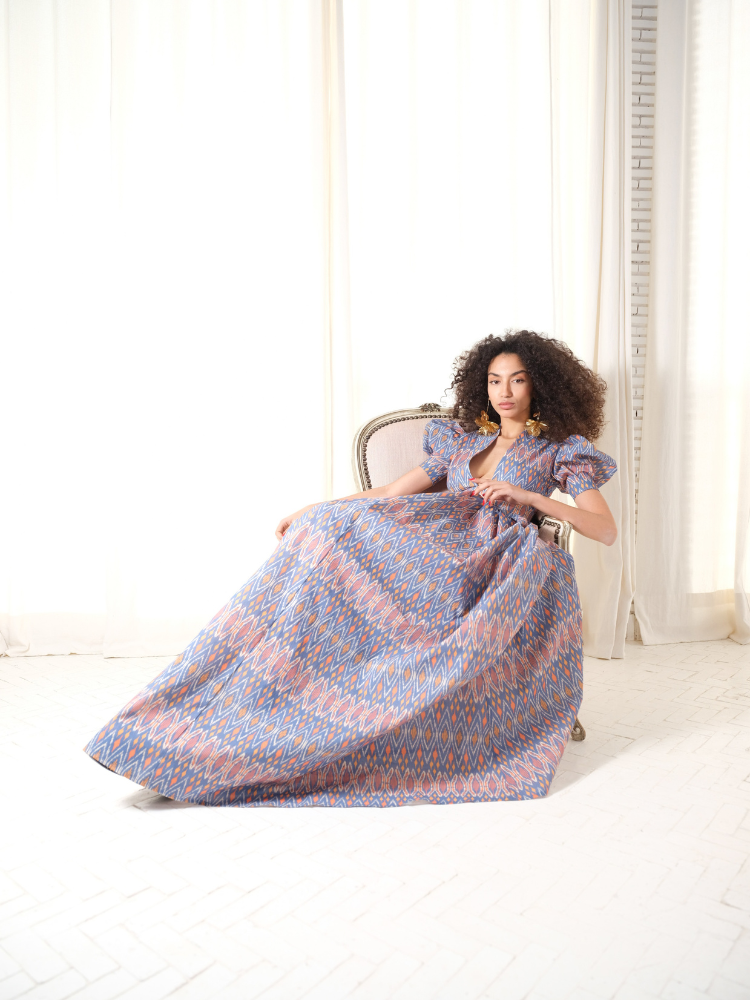 cotton ikat dress Sobremesa Cotton Ikat Dress | Bright Blue