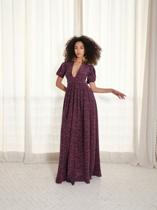 Alexia’s Dress Silk winter Print
