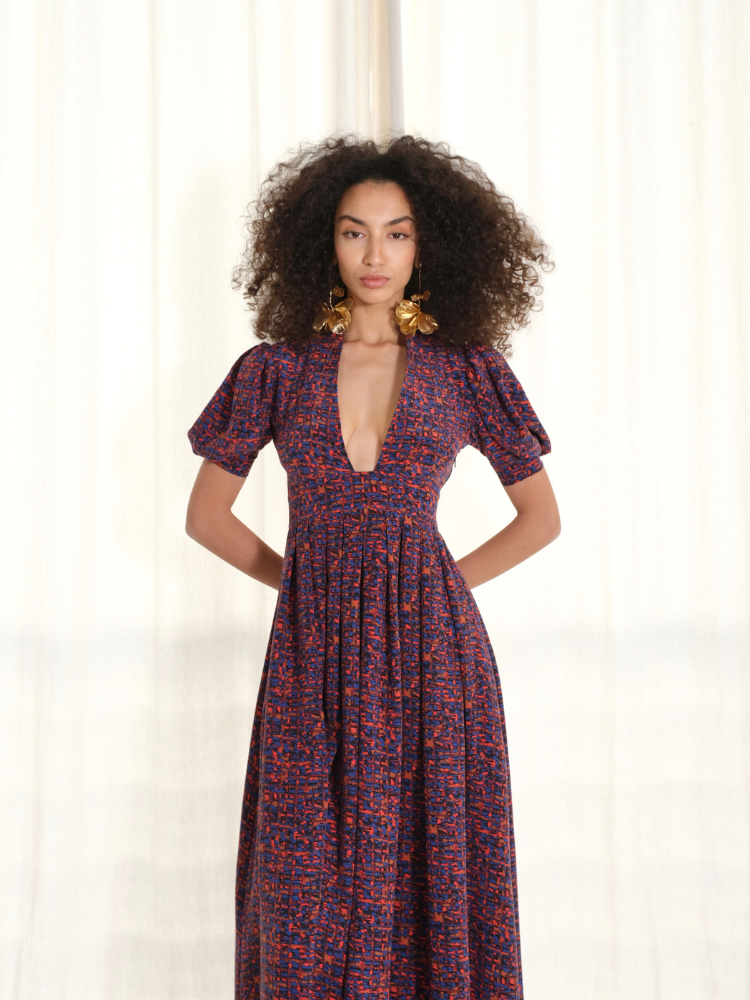 Alexia’s Dress Silk winter Print