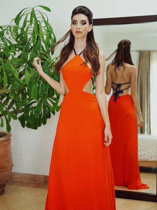 Gigi’s Dress Cotton Backless Orange