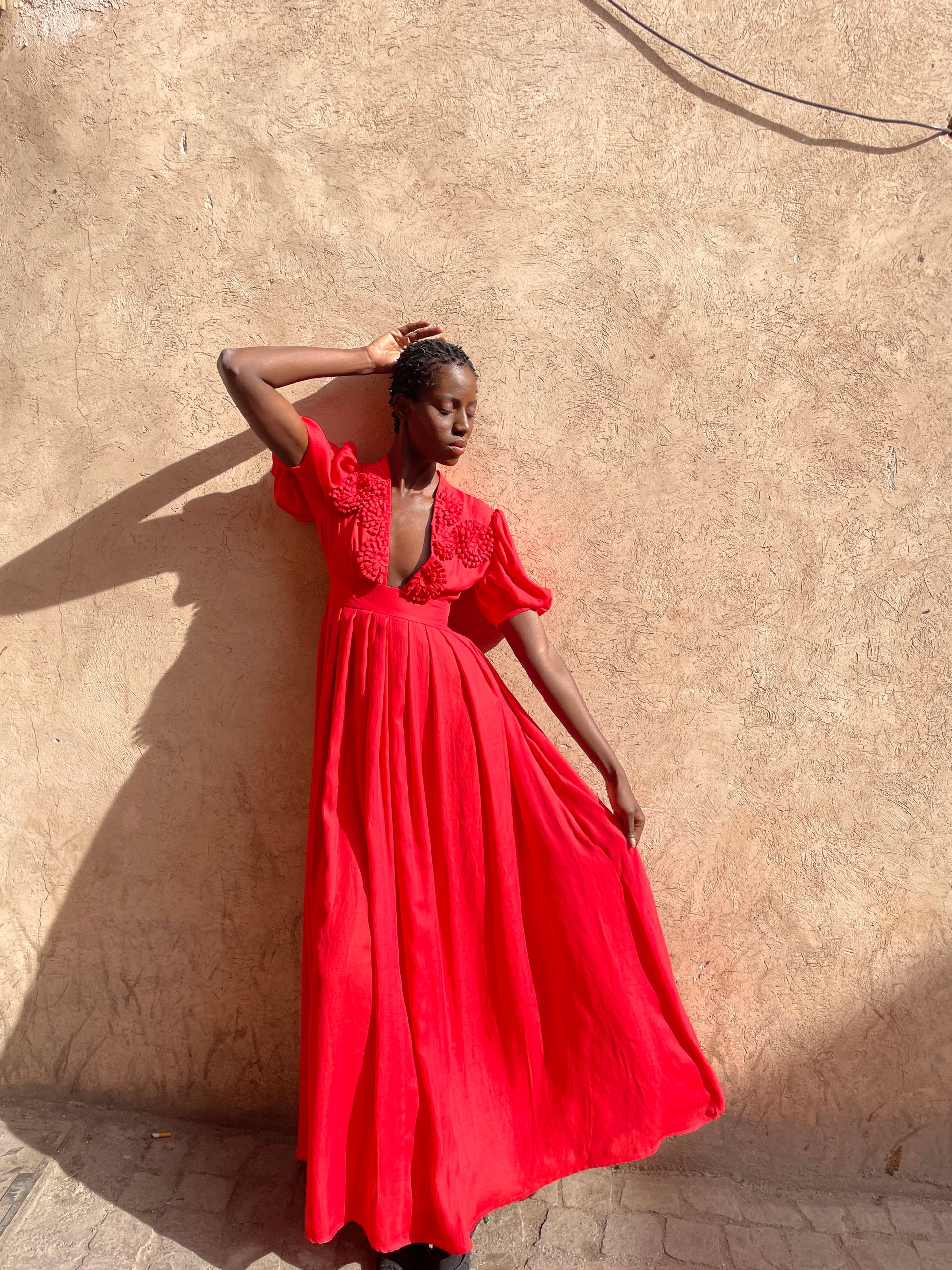 red dress boutiquw Red Polka Dot Midi Dress - All Dresses