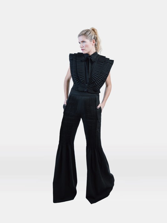 Karima Cropped Black Linen