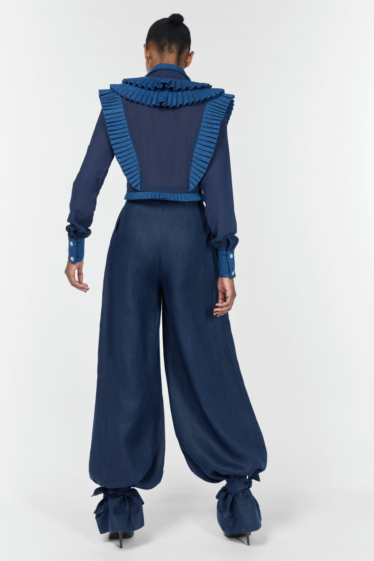 Karima Cropped Denim & Mousseline Shirt-thumbmail-3