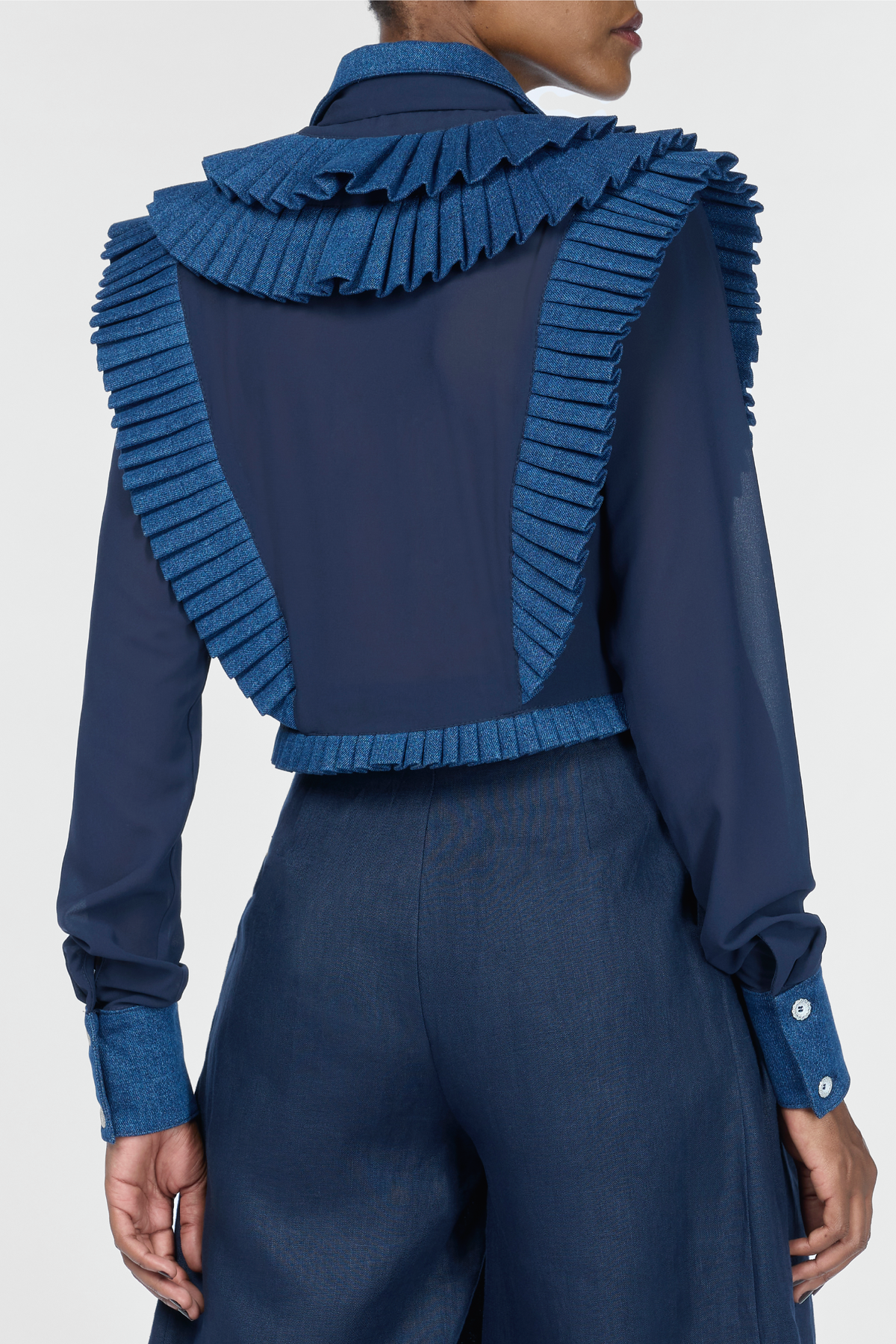 Karima Cropped Denim & Mousseline Shirt-thumbmail-4