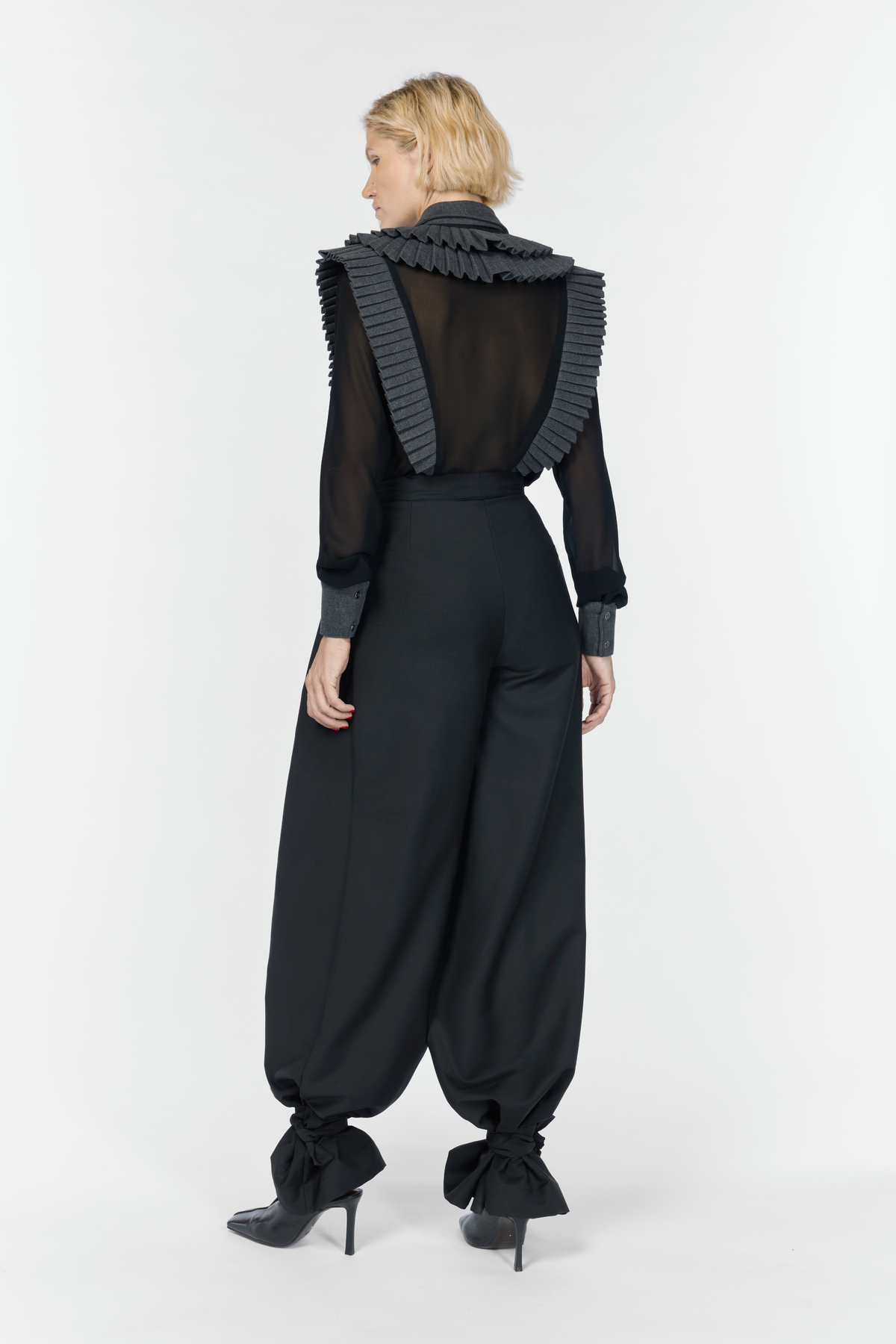 Karima Regular Denim & Mousseline Black Shirt-thumbmail-3