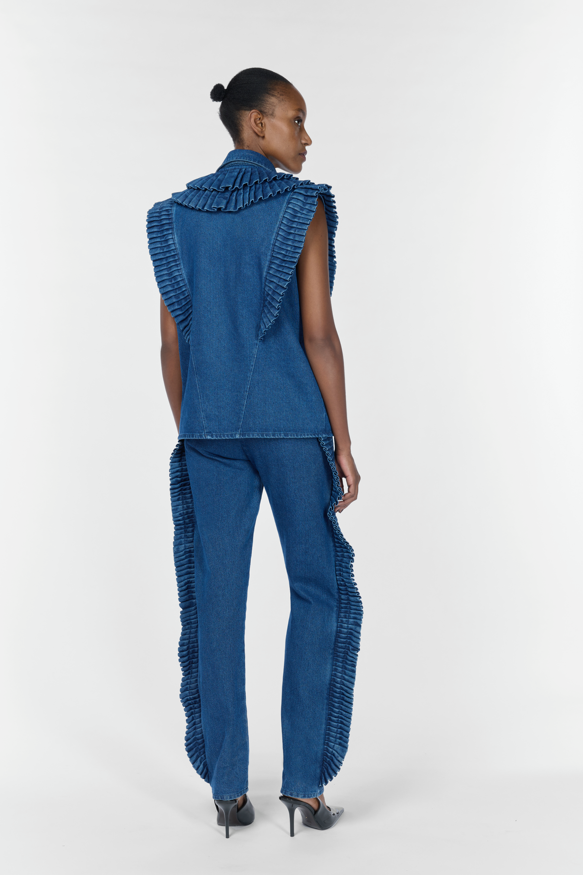 Karima Regular Denim Sleeveless Shirt-thumbmail-3