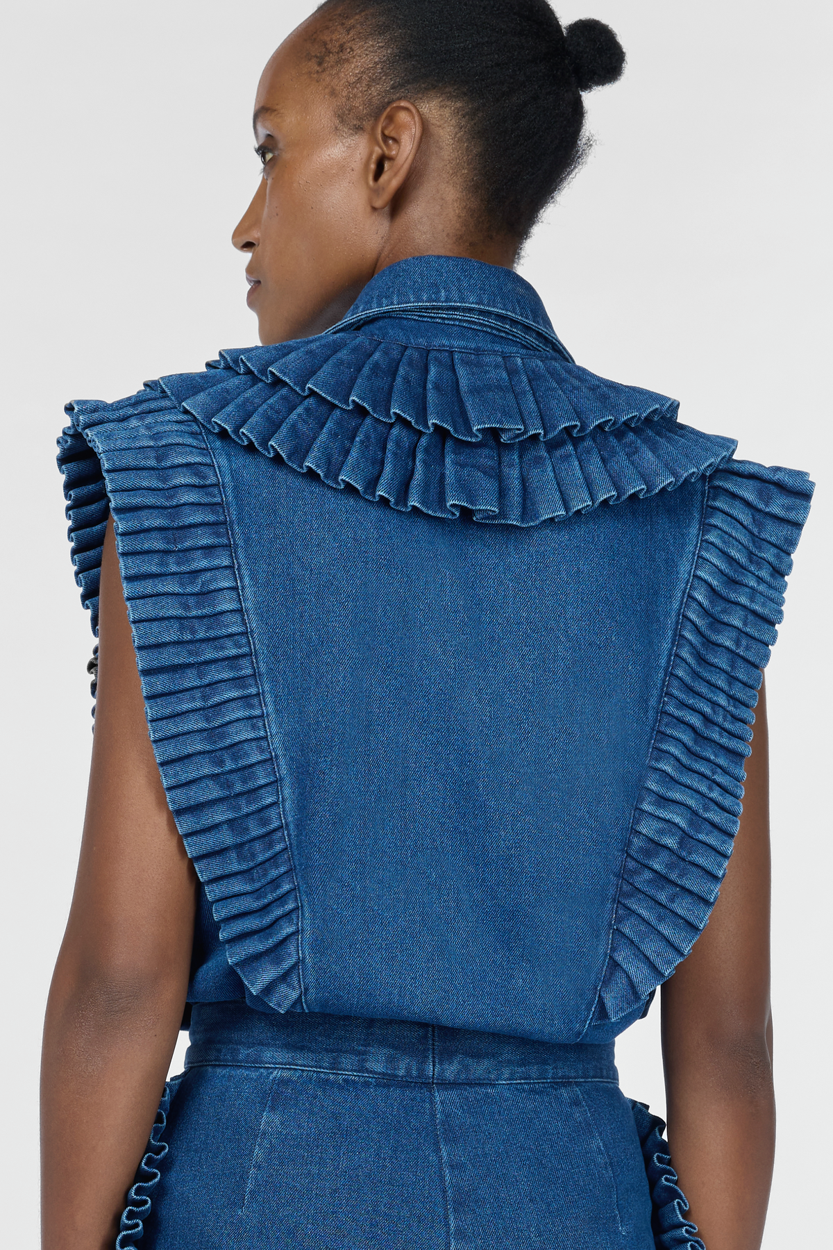 Karima Regular Denim Sleeveless Shirt-thumbmail-4