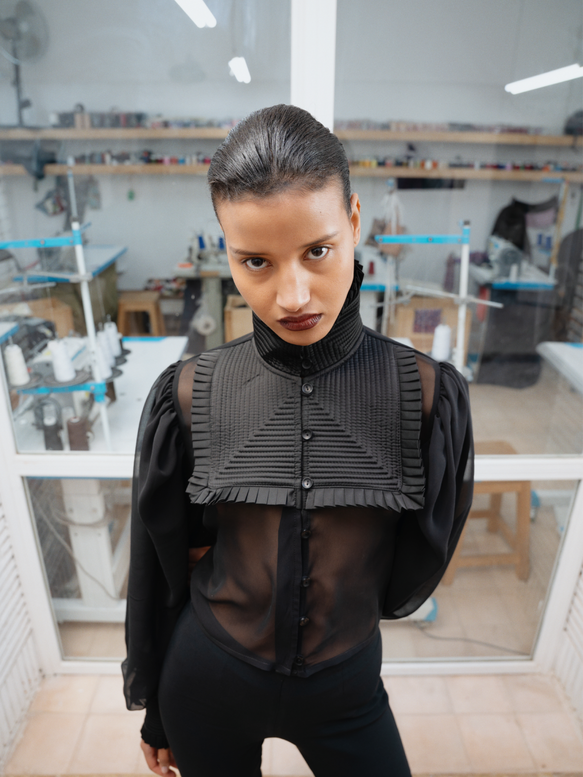 Matteo Cropped Shirt Black