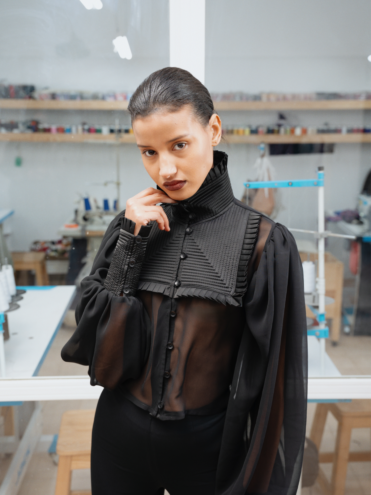 Matteo Cropped Shirt Black