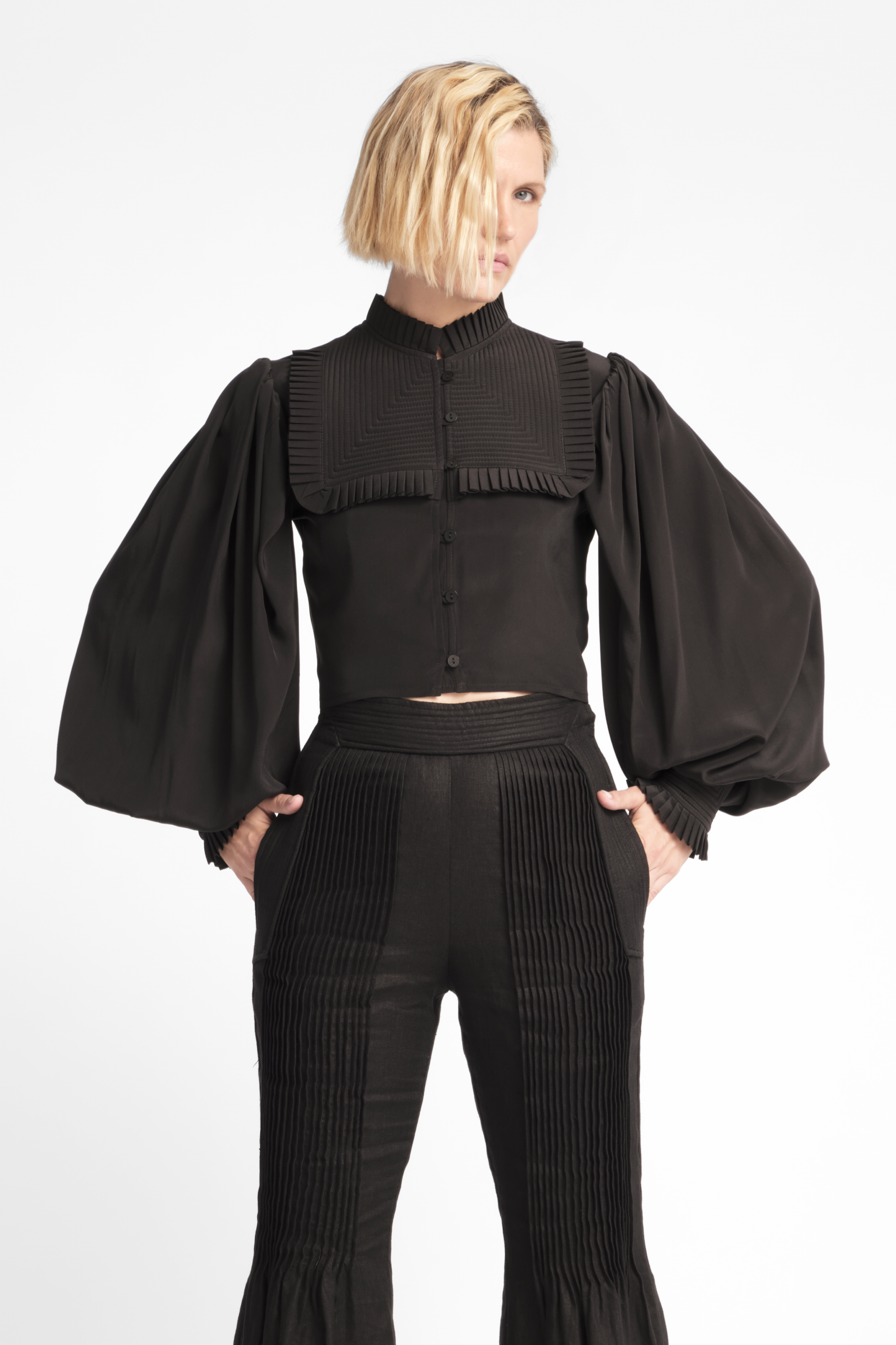 Matteo Silk Cropped Shirt-thumbmail-1