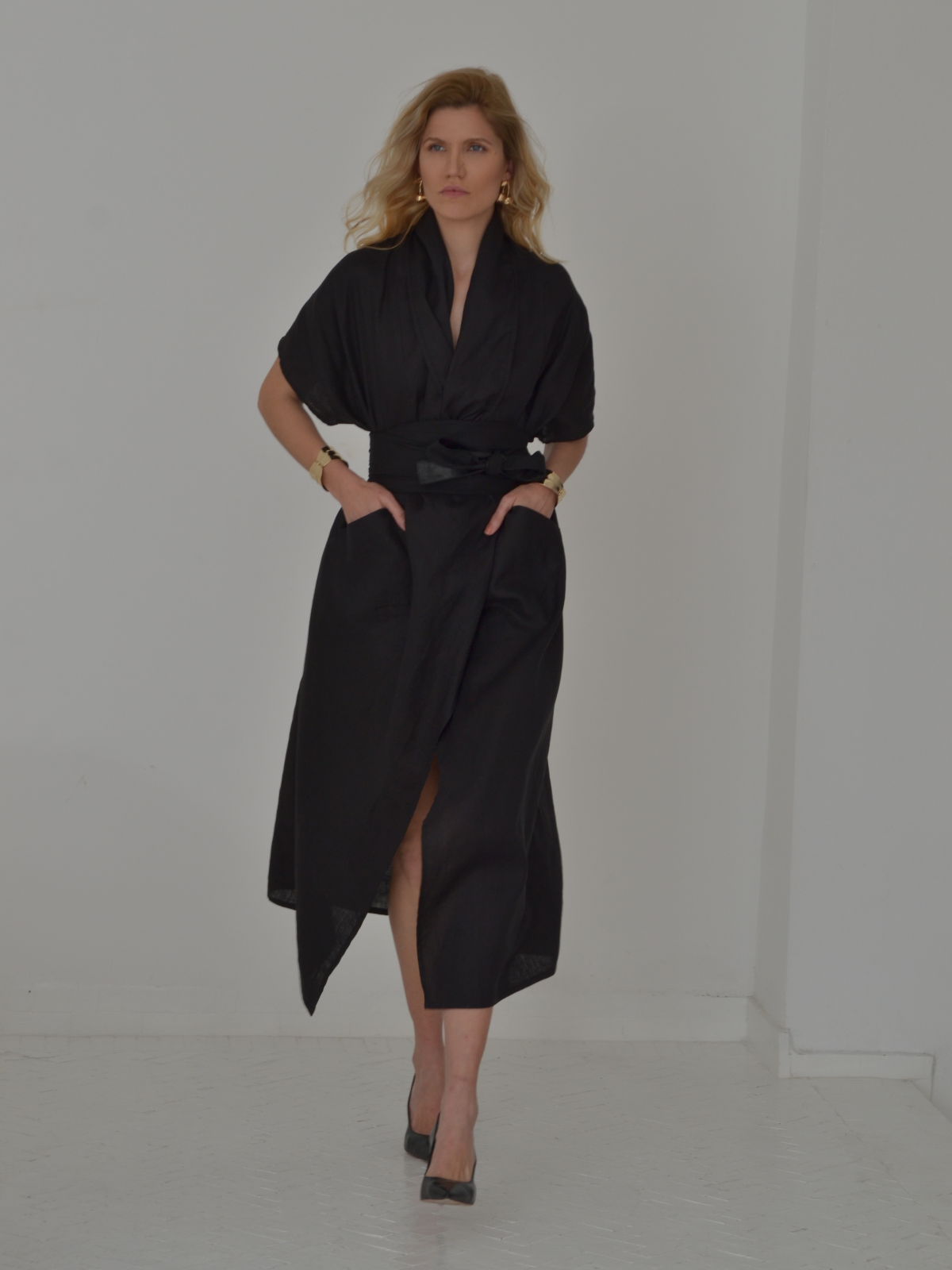 Nadia Kimono Black Dress