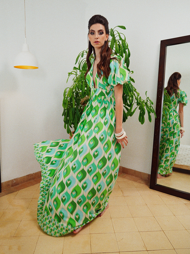 Alexia’s Dress Green & Turquoise Cotton