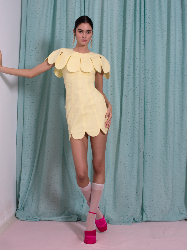 Yellow Mini Tulip Dress