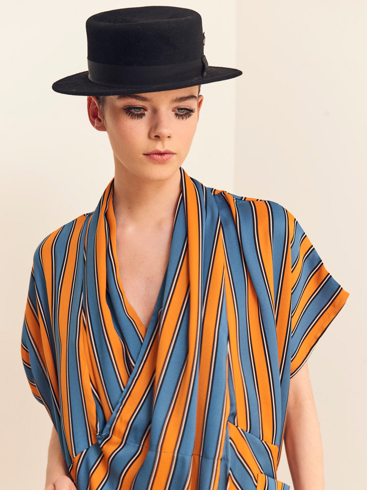 Nadia’s Dress Kimono - Orange & Blue Stripes