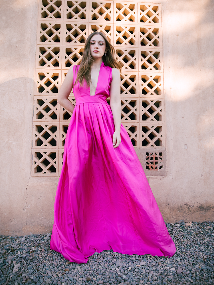 Alexia’s Dress Satin Silk Fuchsia