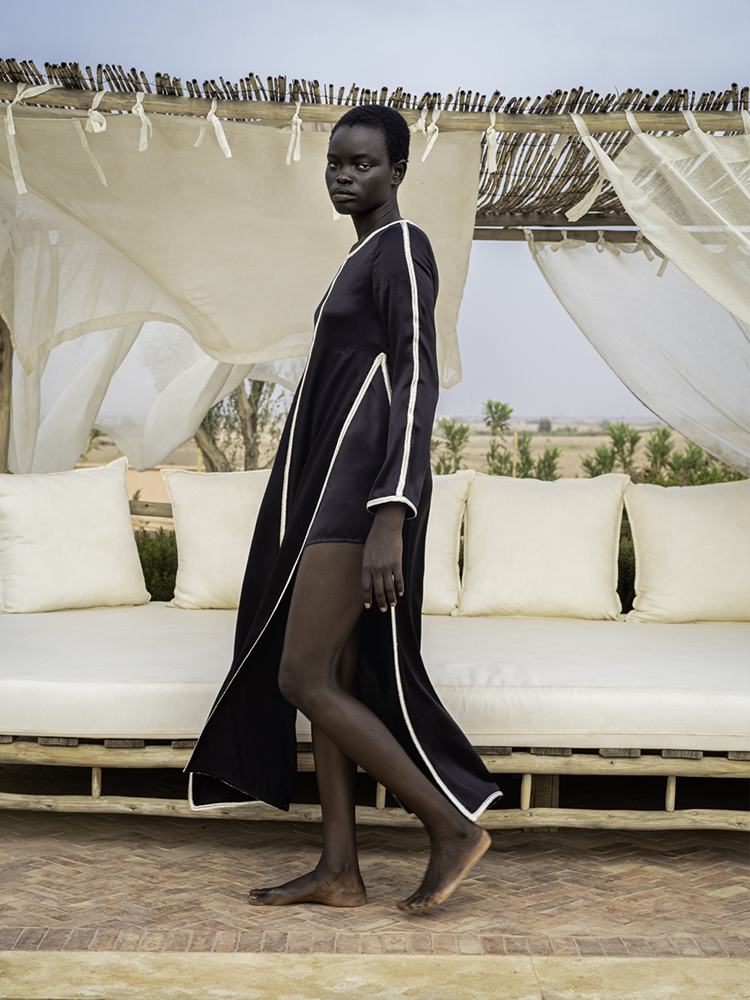 Black sales silk kaftan