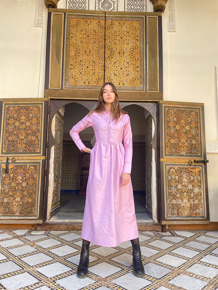 Delphine’s Dress Cotton Stripe Pink