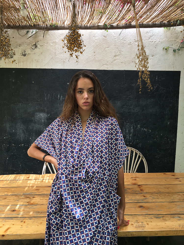 Nadia’s Kimono Graphic Blue & White Print