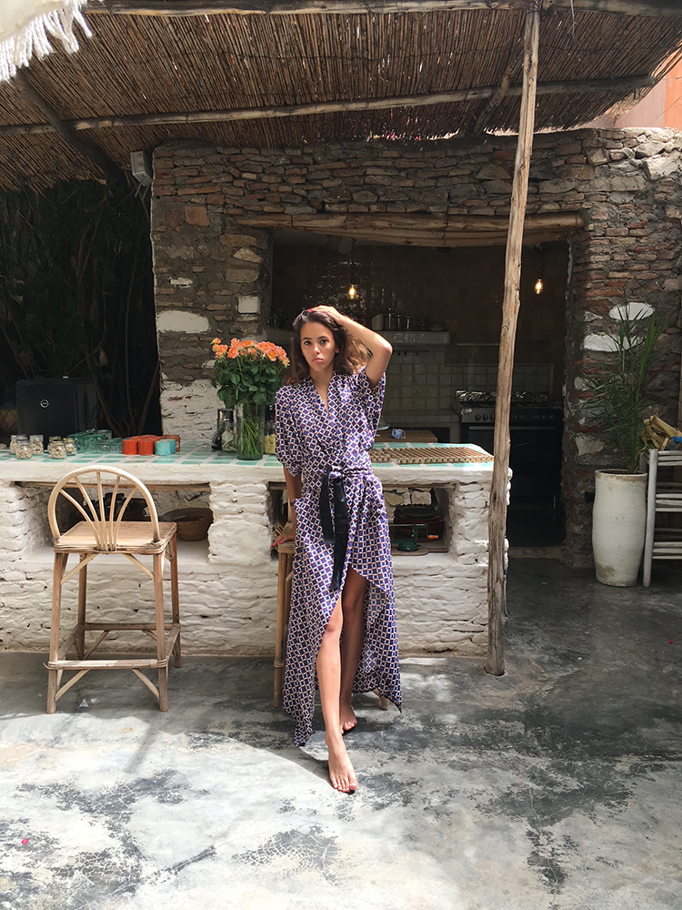 Nadia’s Kimono Graphic Blue & White Print