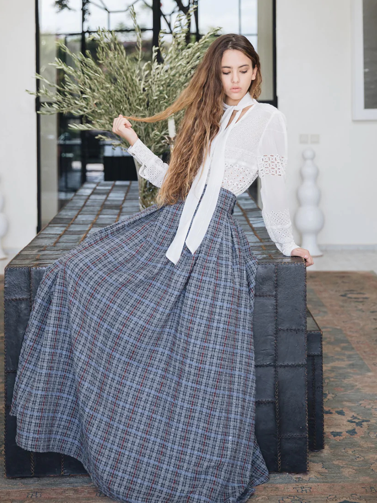 Sissi’s Wool Skirt - Grey & Blue