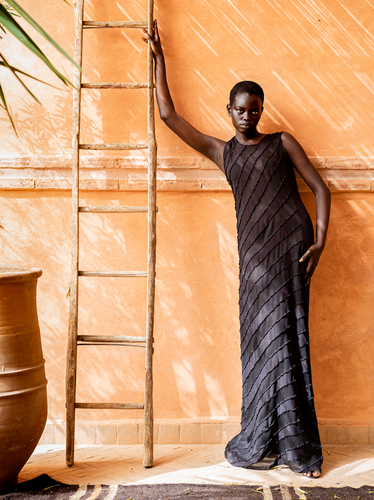 Yousra’s Dress Cotton & Mousseline - Black