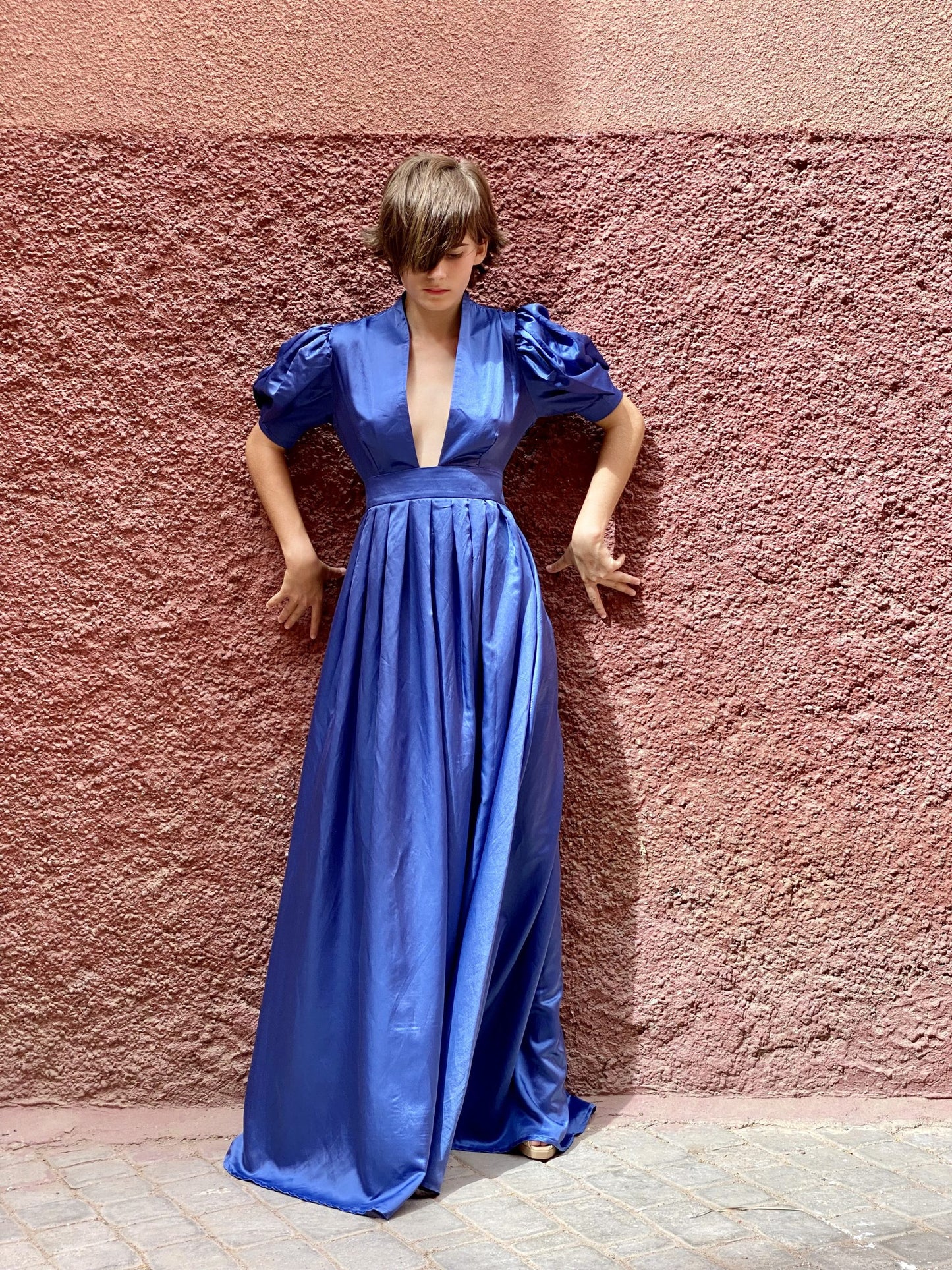 Alexia’s Dress Cotton and Silk - Light Blue