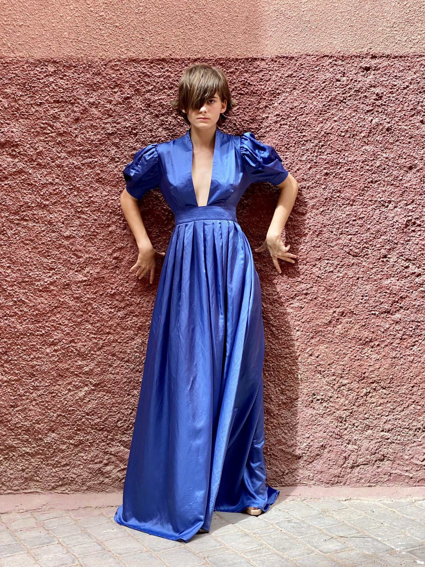 Alexia’s Dress Cotton and Silk - Light Blue