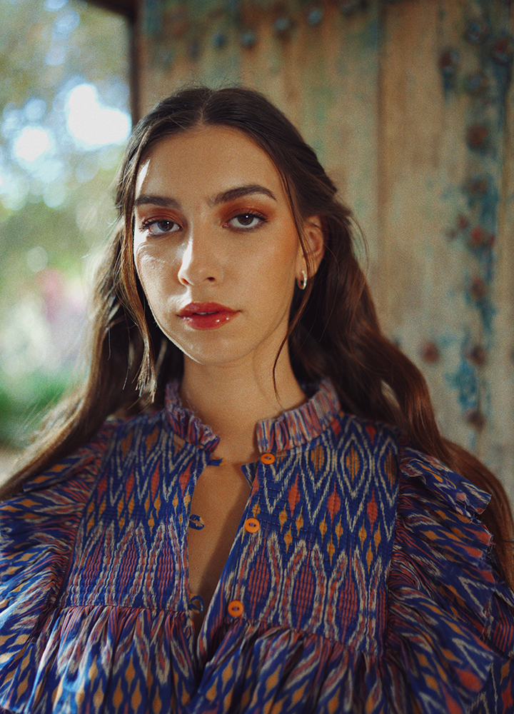 Matteo’s Shirt Oversize Collarless Blue Print