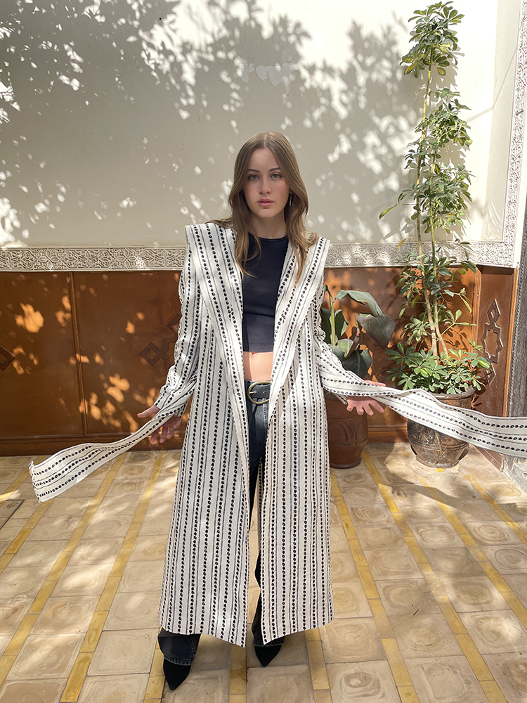 Striped hot sale duster coat